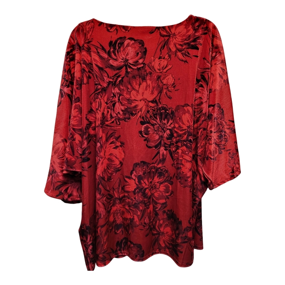 NWT Slim Factor by Investments Scarlet Oversized Floral Dolman Sleeve Top-Size M - Picture 2 of 7